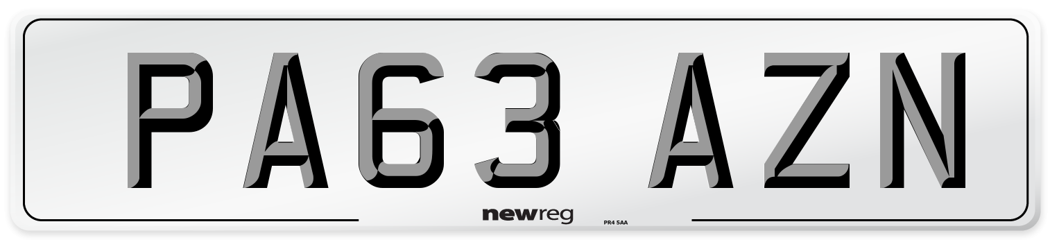 PA63 AZN Number Plate from New Reg